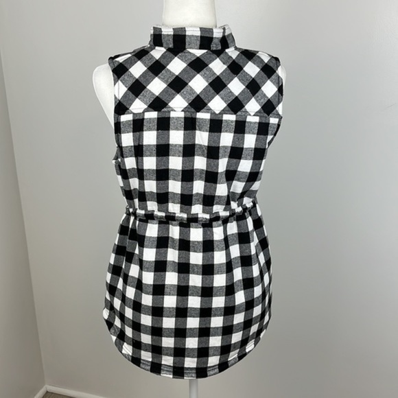 Plaid Sherpa Lined Vest - Black & White - Picture 6 of 6